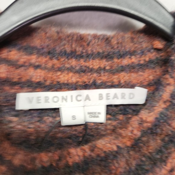 Veronica Beard Lumina Crewneck Pullover Stripe Orange Black Sweater Small - Picture 6 of 7